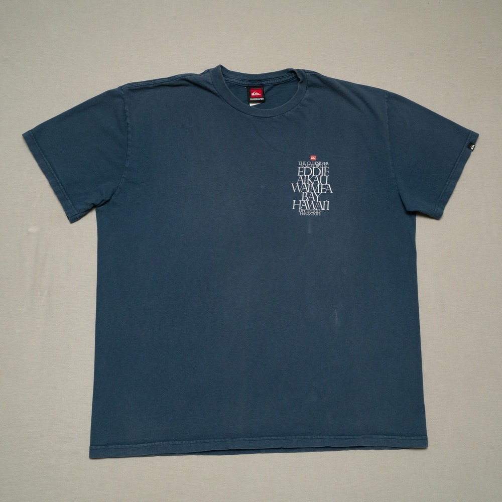 Y2k 2000s Quiksilver Eddie Aikau Waimea Bay Hawaii T-Shirt Mens XL Surfing Blue